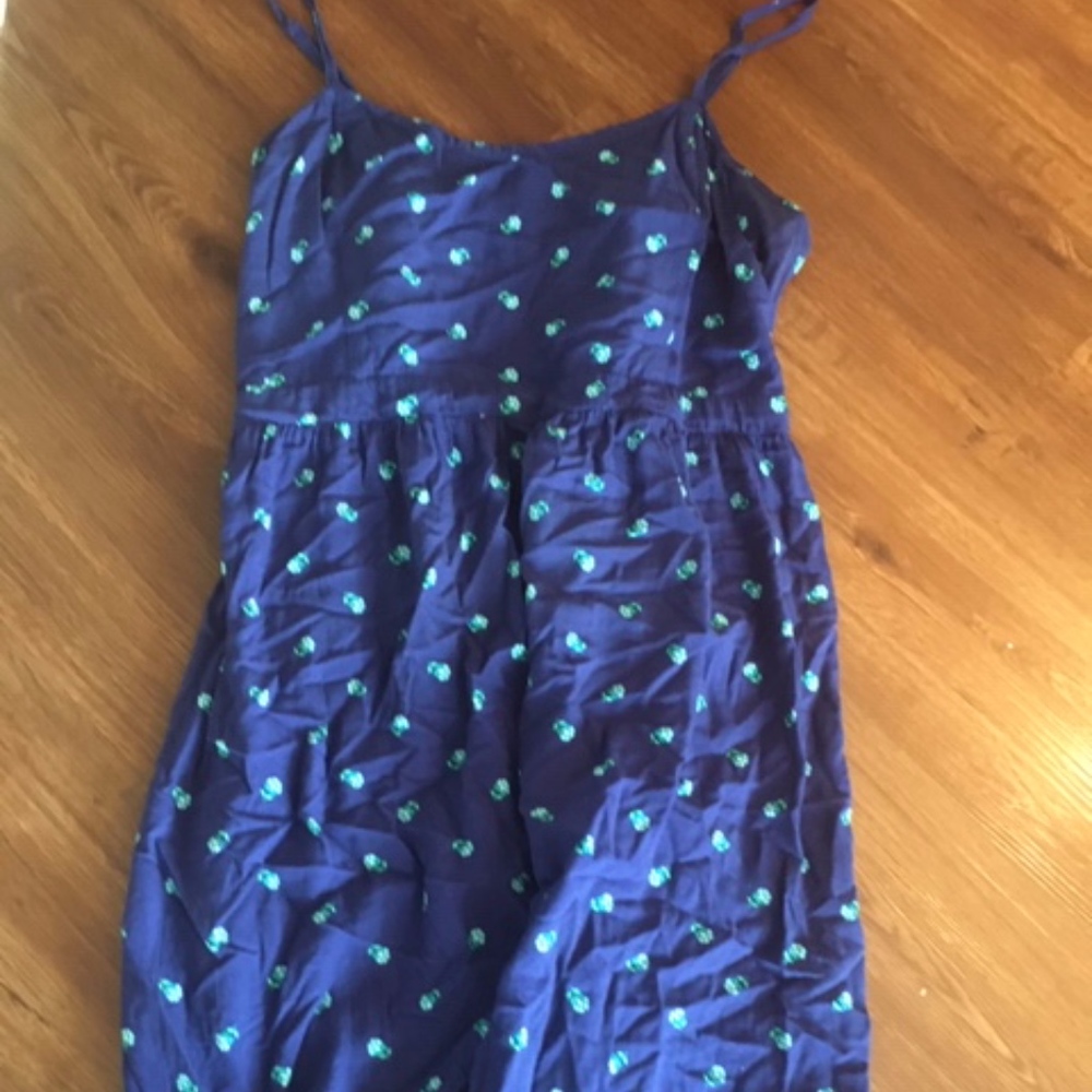 Blue Spaghetti-Strap Floral Sundress